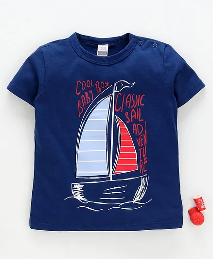 LC Waikiki Half Sleeves Ship Printed T-Shirt - Navy Blue