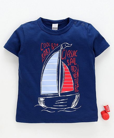 LC Waikiki Half Sleeves Ship Printed T-Shirt - Navy Blue