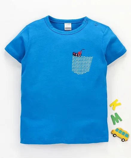 LC Waikiki Boat Print Half Sleeves Tee - Blue