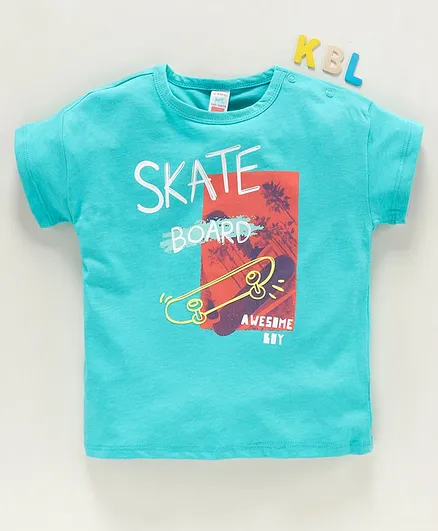 LC Waikiki Half Sleeves Skate Board Printed T-Shirt - Blue