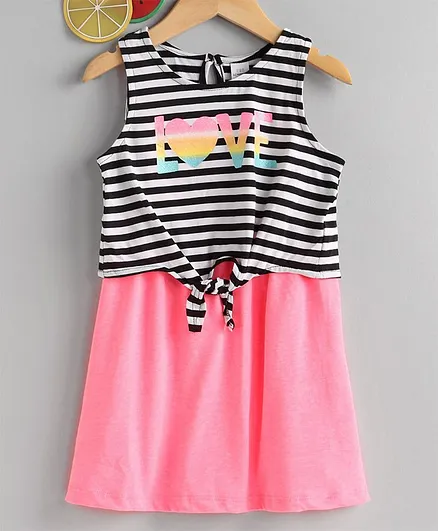 LC Waikiki Striped Sleeveless Dress - Neon Pink