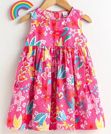 LC Waikiki Sleeveless Flower Printed Dress - Pink