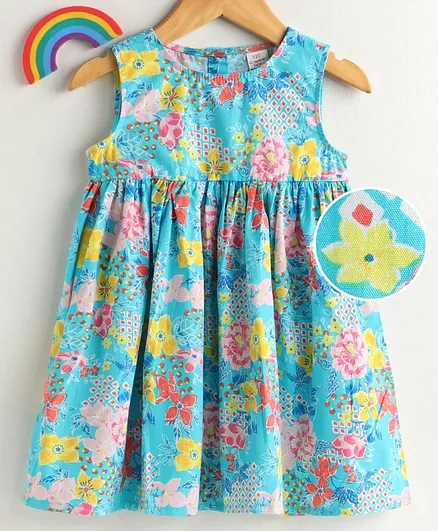 LC Waikiki Sleeveless Flower Printed Dress - Blue