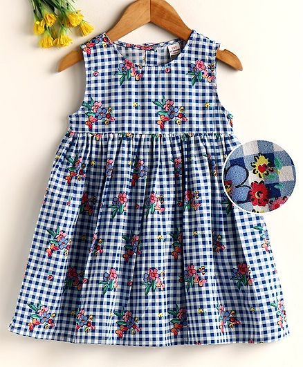 LC Waikiki Sleeveless Checkered Fit & Flared Dress - Dark Blue