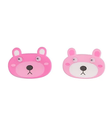 Yellow Bee Pack Of 2 Bear Design Hair Clips - Pink