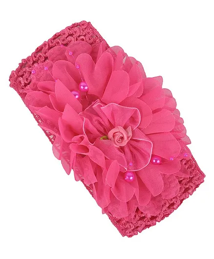 Yellow Bee Flower Decor Pearl Detailed Headband - Pink