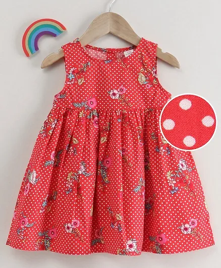 LC Waikiki Sleeveless Flowers Printed Dress - Red