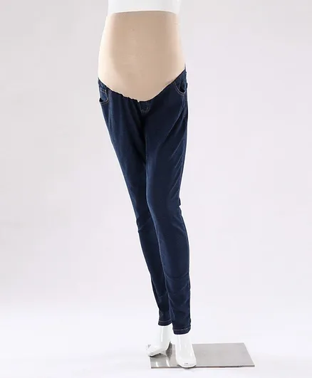 Kriti Full Length Maternity Jeans With Tummy Hug - Blue