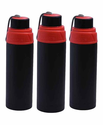Pix Stainless Steel Water Bottle Black Pack of 3 - 900 ml Each