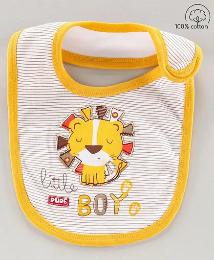 Babyhug Bib Velcro Closure Lion Patch - Multicolor