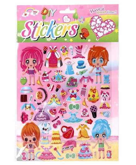 Doll Dress Wall Stickers - Multicolor