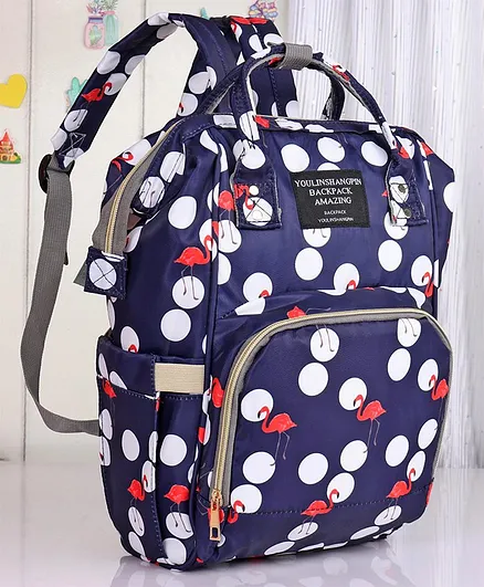 Backpack Style Diaper Bag Bird Print - Blue