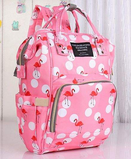Backpack Style Diaper Bag Crane Print - Pink