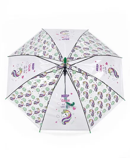 Umbrella Unicorn & Cloud Print - White Blue