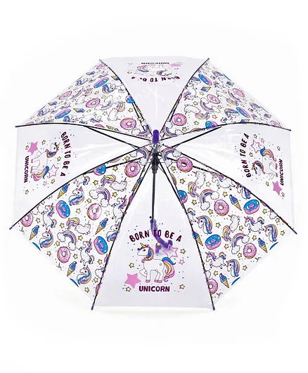 Umbrella Unicorn & Doughnut Print - White Blue