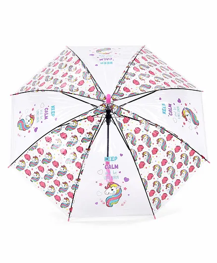 Umbrella Unicorn & Cloud Print - White Pink