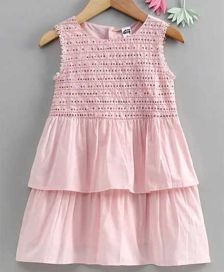 Spring Bunny Sleeveless Sequin Detailed Layered Dress - Pink