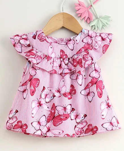 Spring Bunny Butterfly Printed Sleeveless Top - Pink