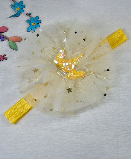 Little Miss Cuttie Tulle Detailed Crown Headband - Yellow