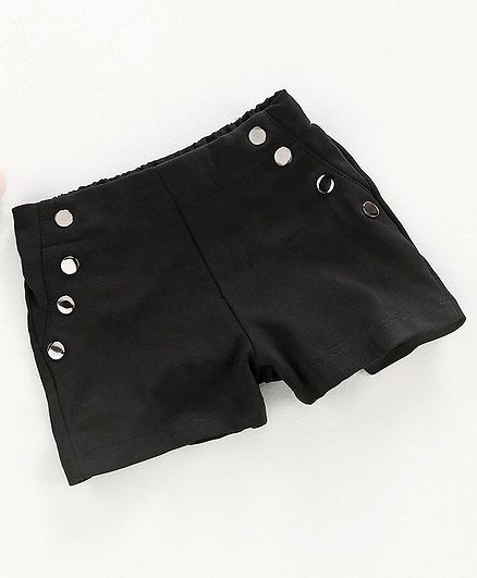 Vitamins High Waist Solid Knee Length Shorts - Black