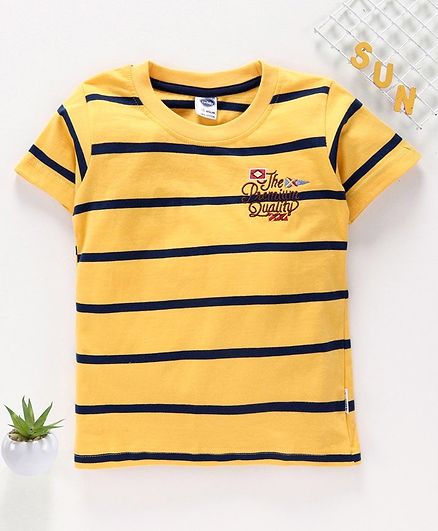 Teddy Half Sleeves Striped Tee - Yellow