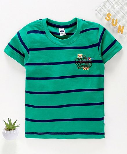 Teddy Half Sleeves Striped Tee - Green