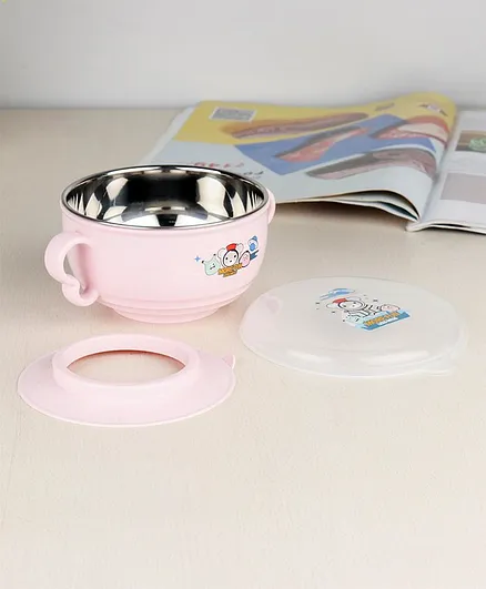 Feeding Bowl with Lid Pink- 250 ml