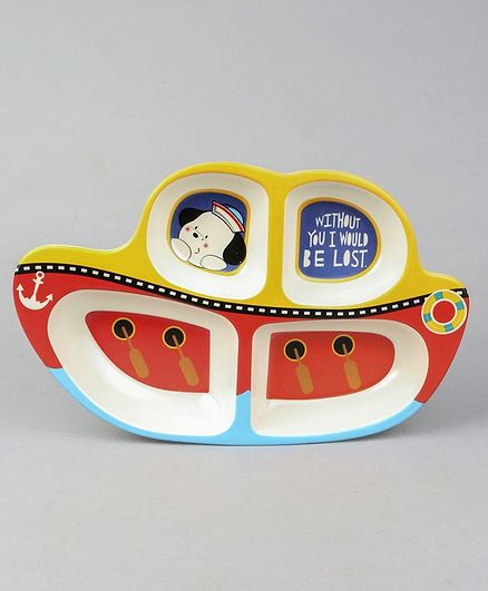 Boat Shaped Section Plate - Yellow Red