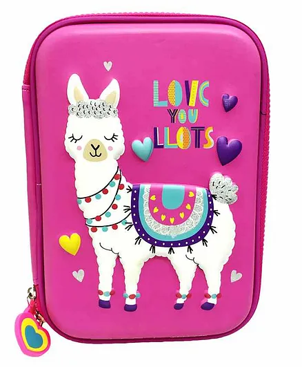 Spiky Animal Printed Pencil Pouch - Pink