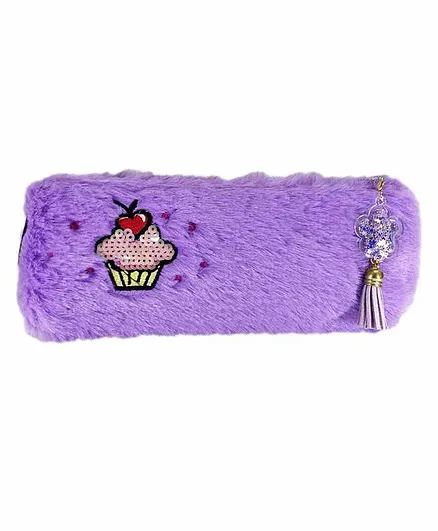 Spiky Soft Fur Pencil Pouch – Purple