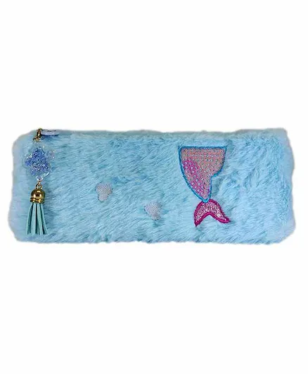 Spiky Soft Fur Pencil Pouch – Sky Blue