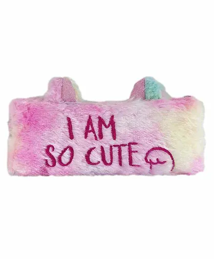 Spiky Soft Fur Pencil Pouch Embroidered - Pink