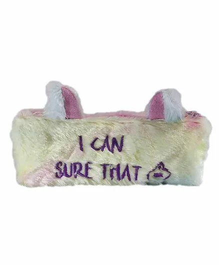 Spiky Soft Fur Pencil Pouch Embroidered - White