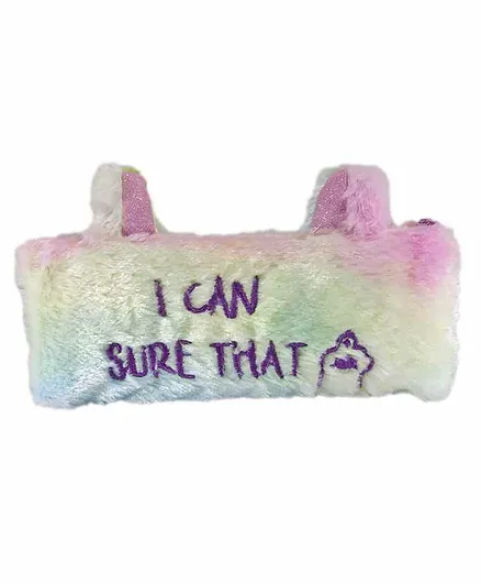 Spiky Soft Fur Pencil Pouch Embroidered - Pink