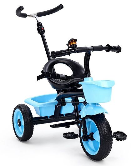 Tricycle with Storage Basket and Parent Push Handle - Blue