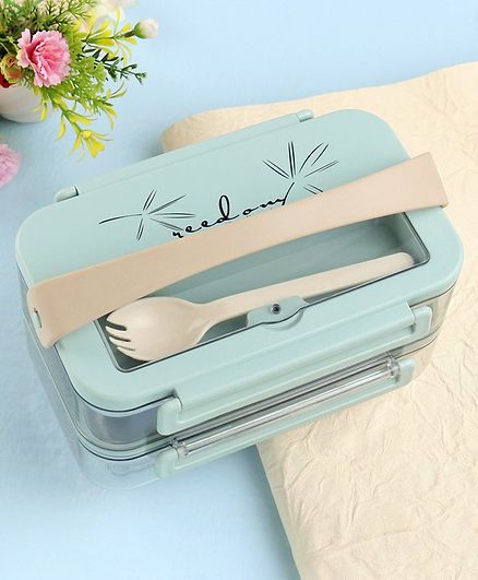 Stainless Steel Lunch Box with Fork - Green