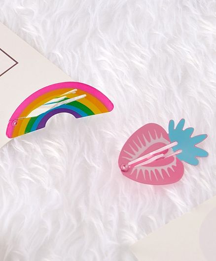 Babyhug Fruit & Rainbow Shaped Snap Clips - Pink