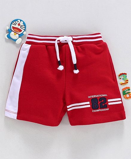 Babyhug Elasticated Waist Shorts 82 Patch - Red