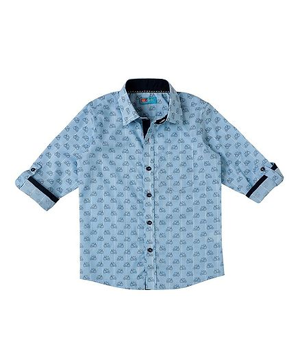 Kid Studio Full Sleeves Tractor Print Shirt - Blue
