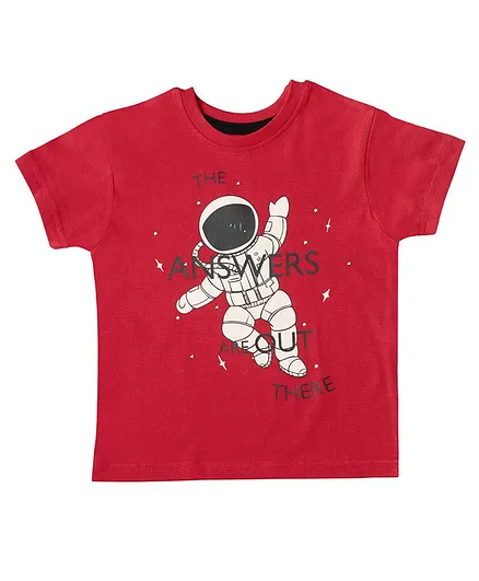 Kid Studio Short Sleeves Astronaut Print Tee - Red