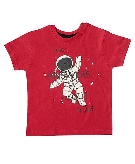 Kid Studio Short Sleeves Astronaut Print Tee - Red