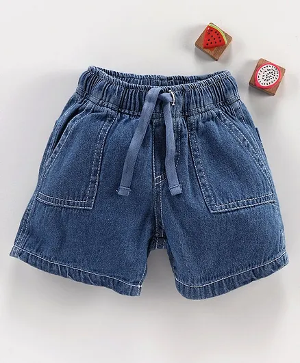 Cucumber Solid Shorts with Drawstring - Blue