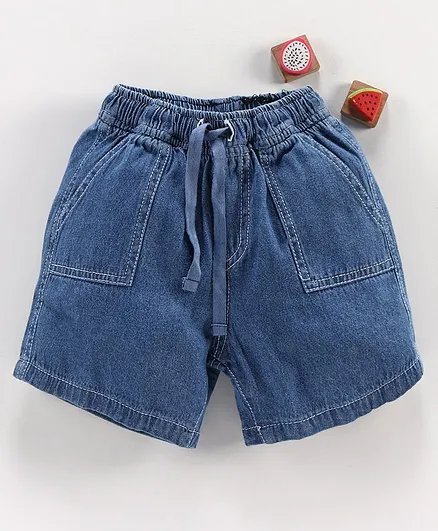 Cucumber Solid Shorts with Drawstring - Light Blue