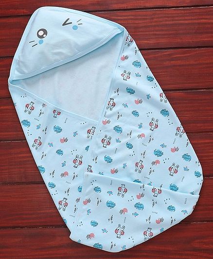 Simply Hooded Bath Towel Bird Print - Blue