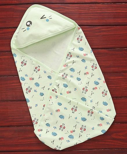Simply Hooded Bath Towel Bird Print - Green
