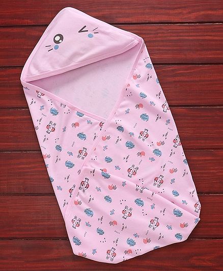 Simply Hooded Bath Towel Bird Print - Pink