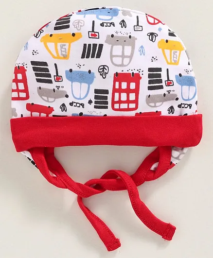 Babyhug 100% Cotton Cap Vehicle Print - Red