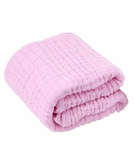 Moms Home Super Soft Absorbent Muslin 6 Layer Towel - Pink