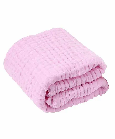 Moms Home Super Soft Absorbent Muslin 6 Layer Towel - Pink