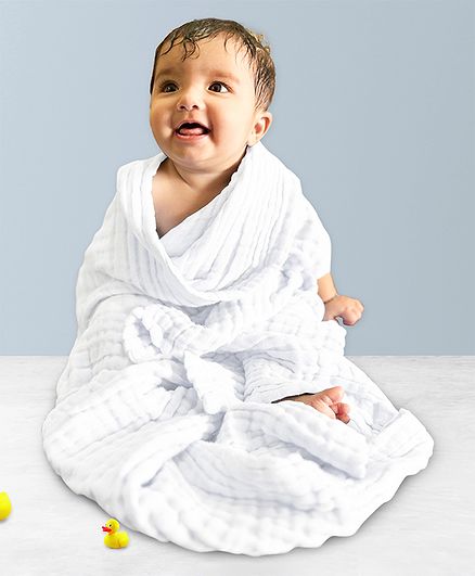 Moms Home Super Soft Absorbent Muslin 6 Layer Towel - White